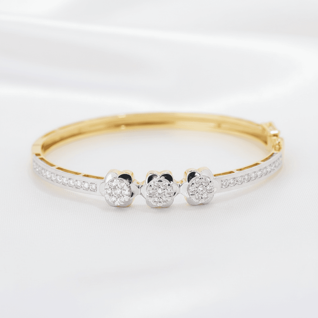 Triple Flower Diamond Bangle — SK010