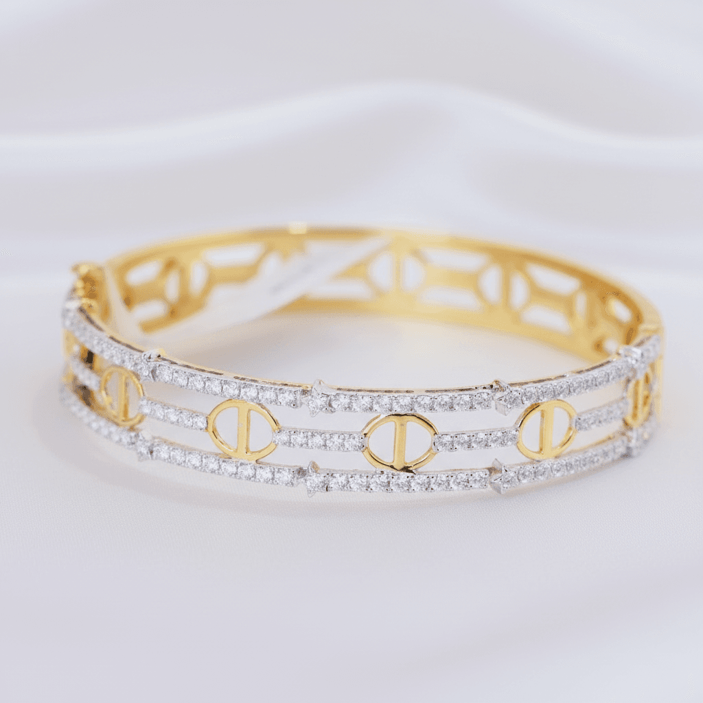 Two-Tone Chain Link Diamond Bangle — SK013
