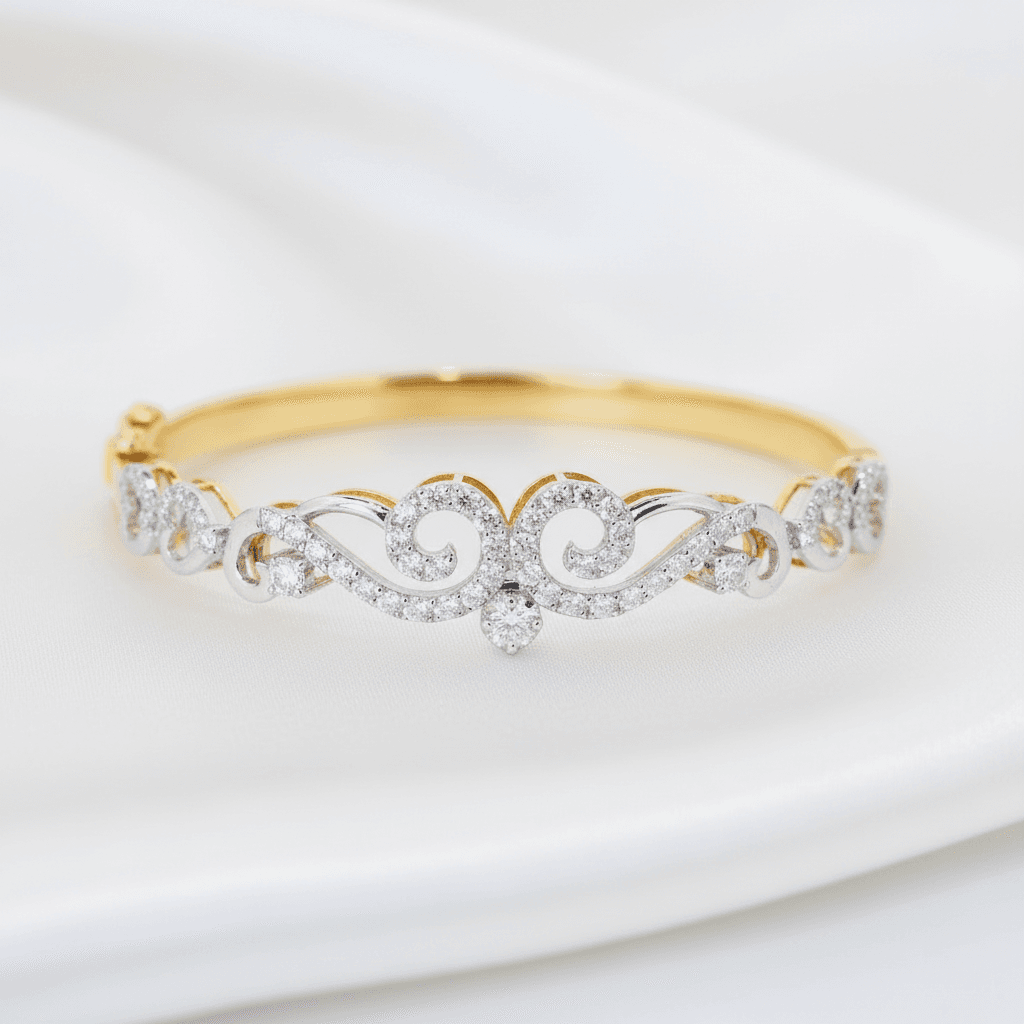 Tiara Scroll Diamond Bangle — SK019