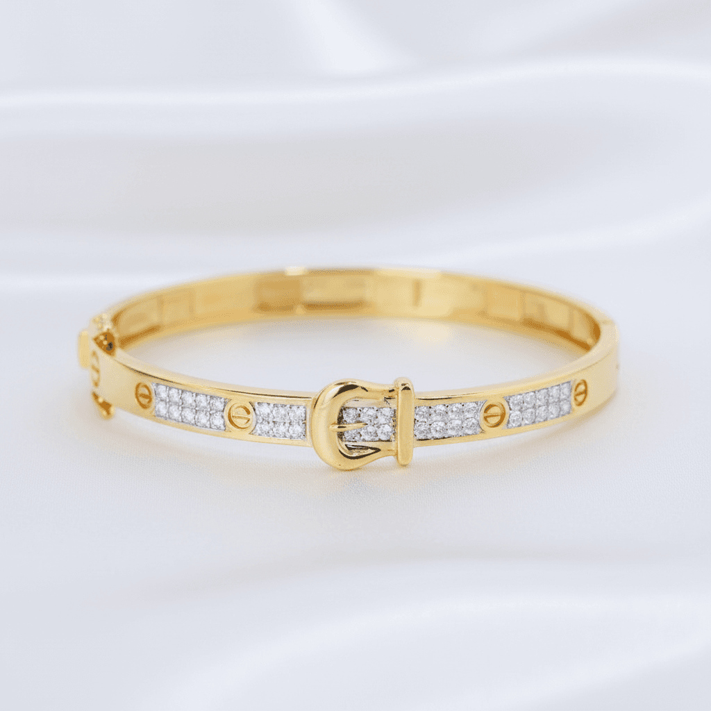 Gold Belt Buckle Diamond Bangle — SK031