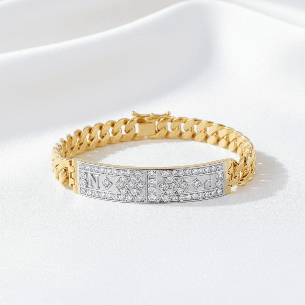 Cuban Link Diamond ID Bracelet — BR006