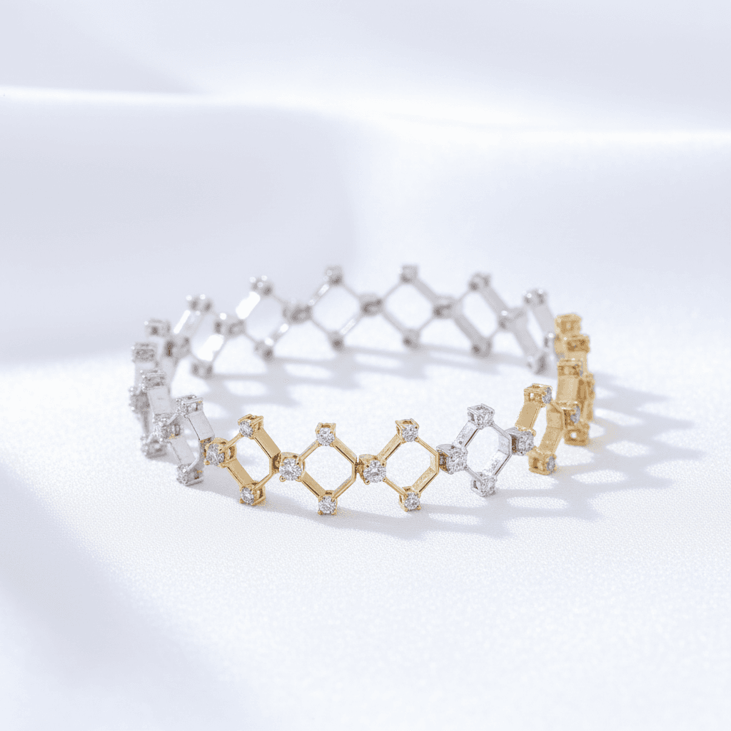 Honeycomb Geometric Diamond Bracelet — BR012