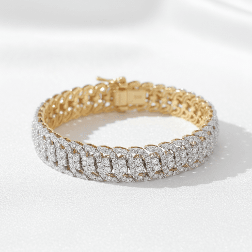 Iced Out Cuban Link Diamond Bracelet — BR013