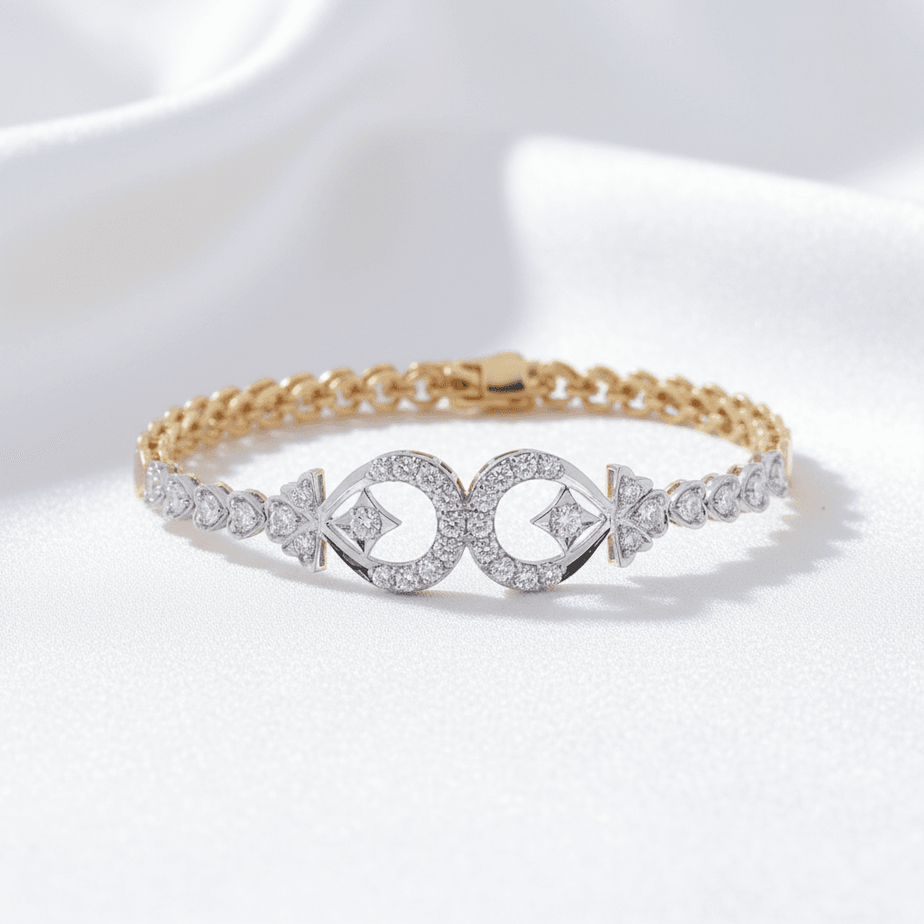 Double Circle Diamond Clover Bracelet — BR015