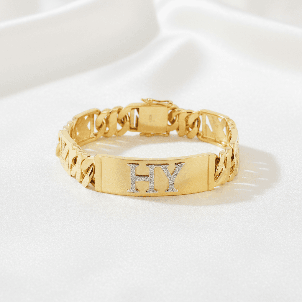 Custom Initial Diamond Cuban Bracelet — BR019