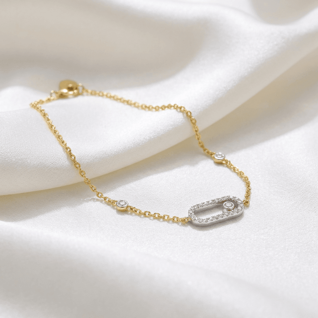 Move Diamond Oval Gold Chain Bracelet — BR036