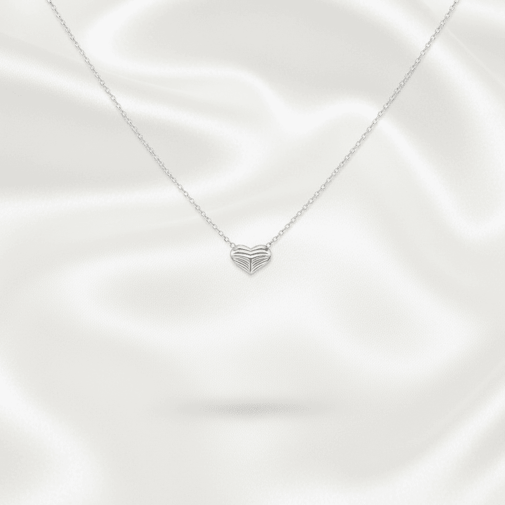 White Gold Heart Diamond Chain Necklace — CN011