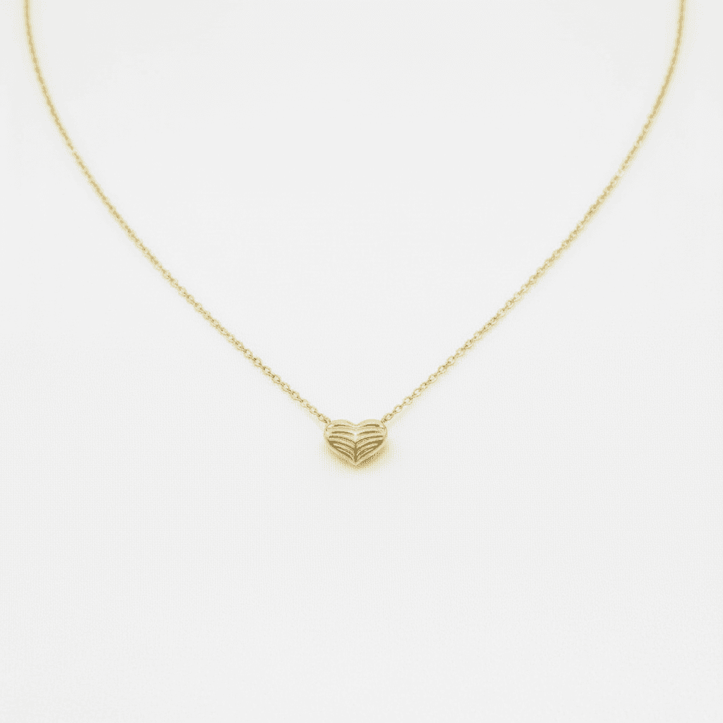 Yellow Gold Heart Diamond Chain Necklace — CN012