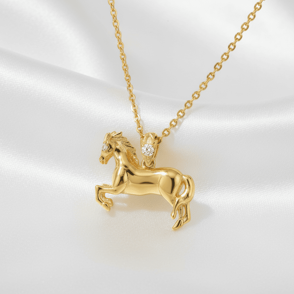 Gold Horse Pendant Chain Necklace — CN021
