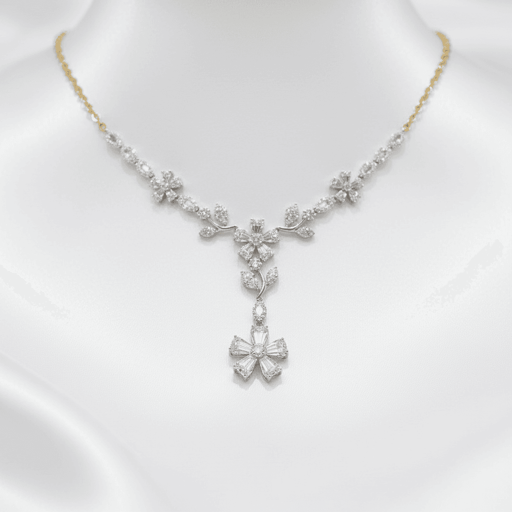 Floral Drop Diamond Necklace — DN039