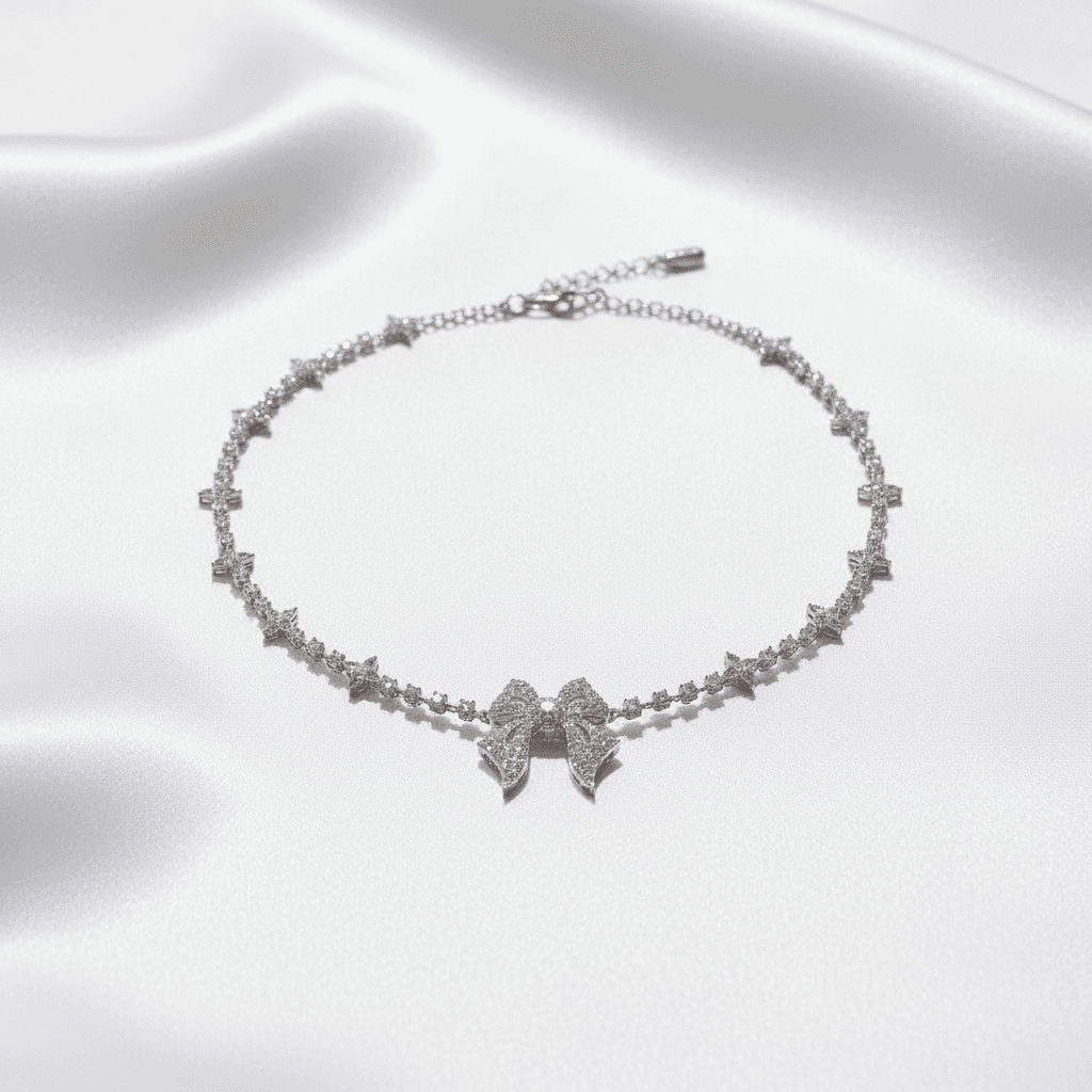 Diamond Bow Star Choker Necklace — DN043