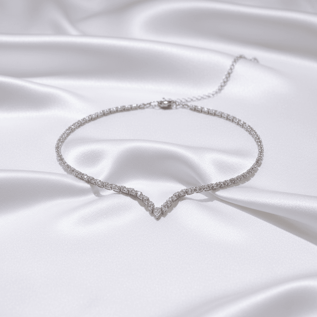 Diamond V-Shape Choker Necklace — DN045