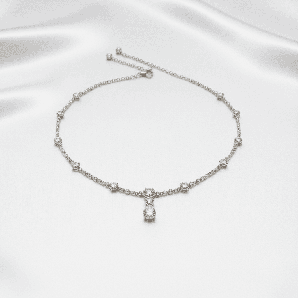 Pear Drop Diamond Cluster Necklace — DN049