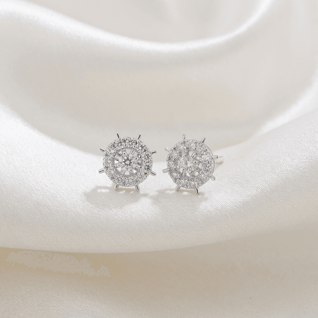 Compass Star Diamond Stud Earrings — E0060