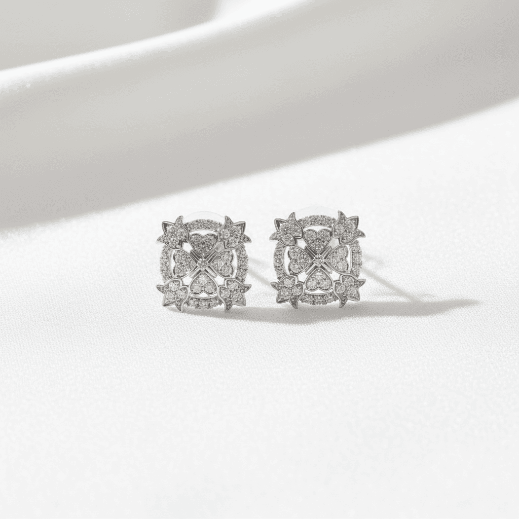 Butterfly Cluster Diamond Stud Earrings — E010