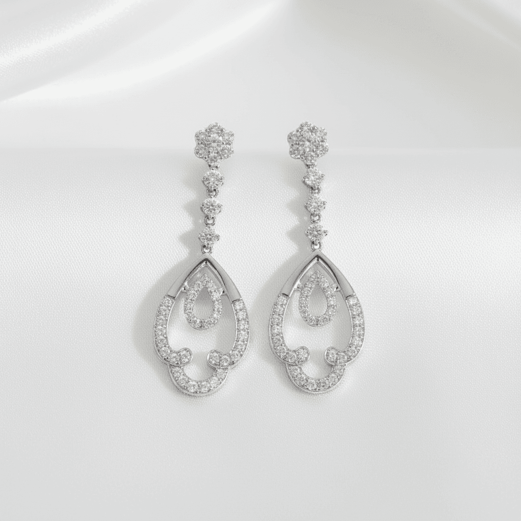 Teardrop Pear Diamond Drop Earrings — E013