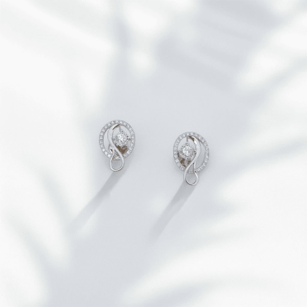 Two-Tone Swirl Infinity Diamond Stud Earrings — E026