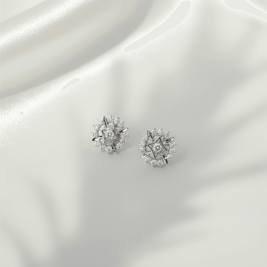 Starburst Diamond Cluster Stud Earrings — E028