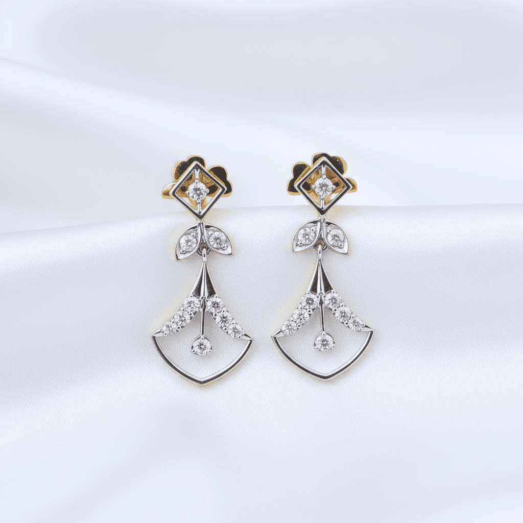 Art Deco Fan Diamond Drop Earrings — E050