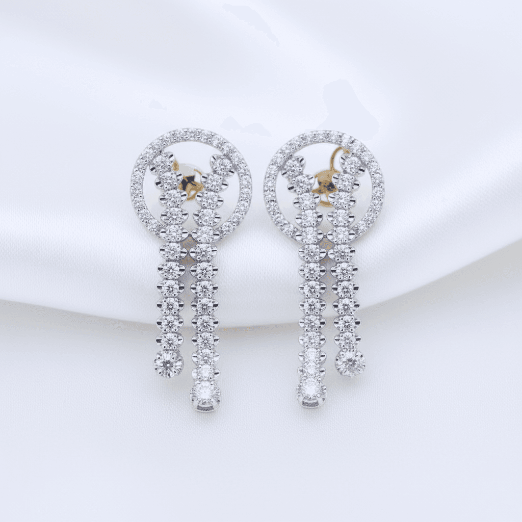 Circle Tassel Diamond Drop Earrings — E056