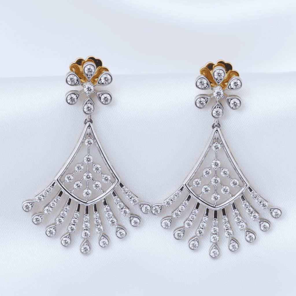 Grand Fan Chandelier Diamond Drop Earrings — E057