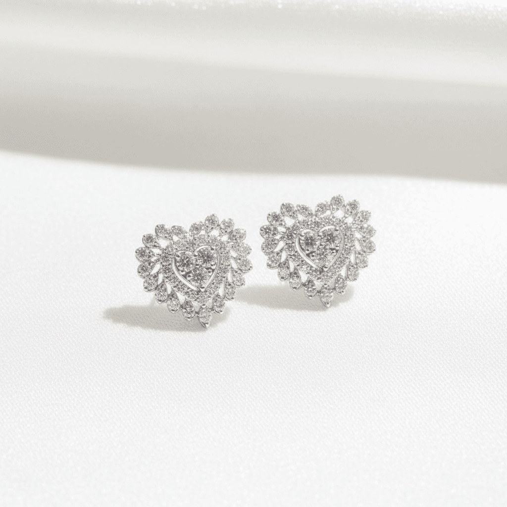Heart Cluster Marquise Halo Diamond Stud Earrings — E122
