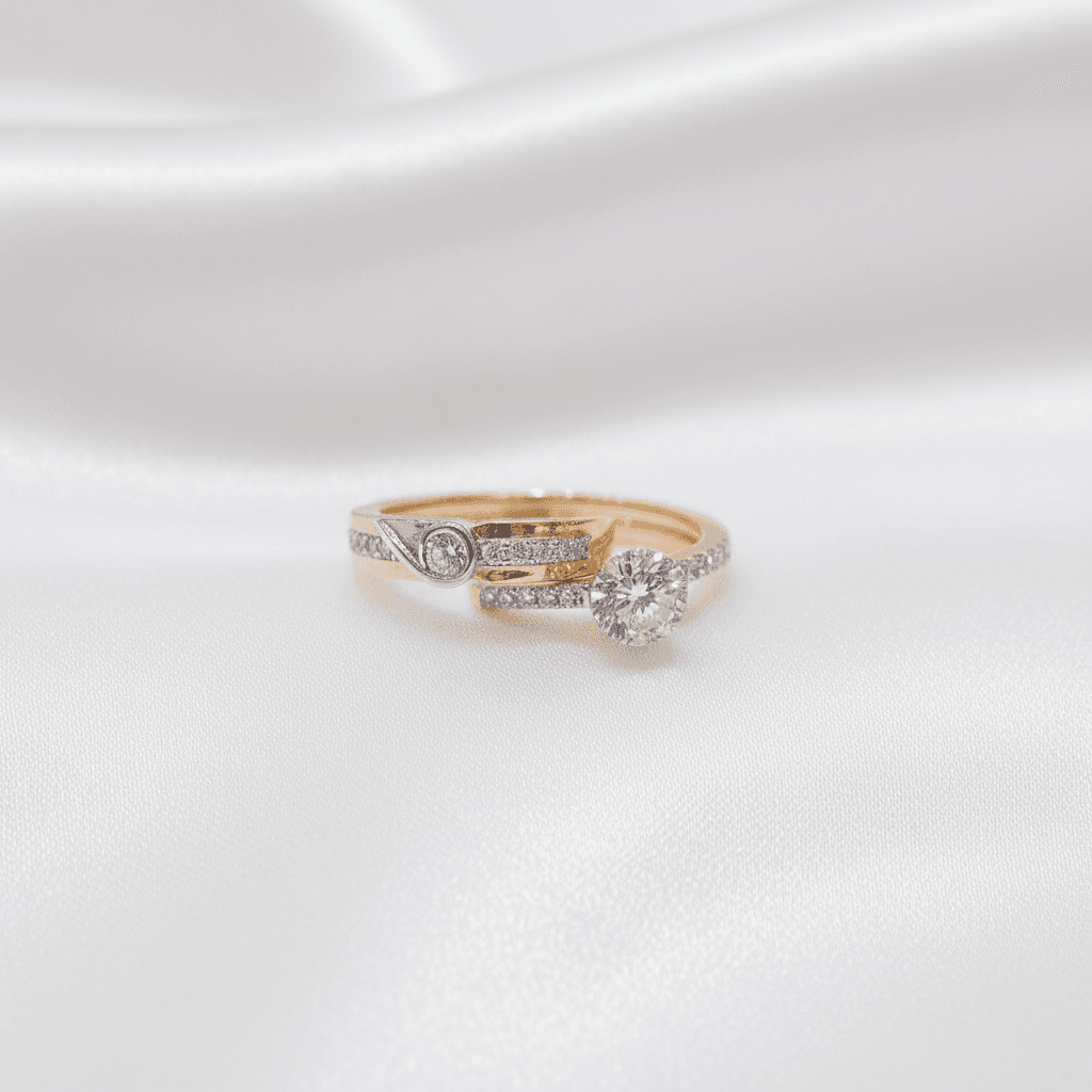 Bypass Bezel & Round Halo Solitaire Diamond Couple Rings — ER080