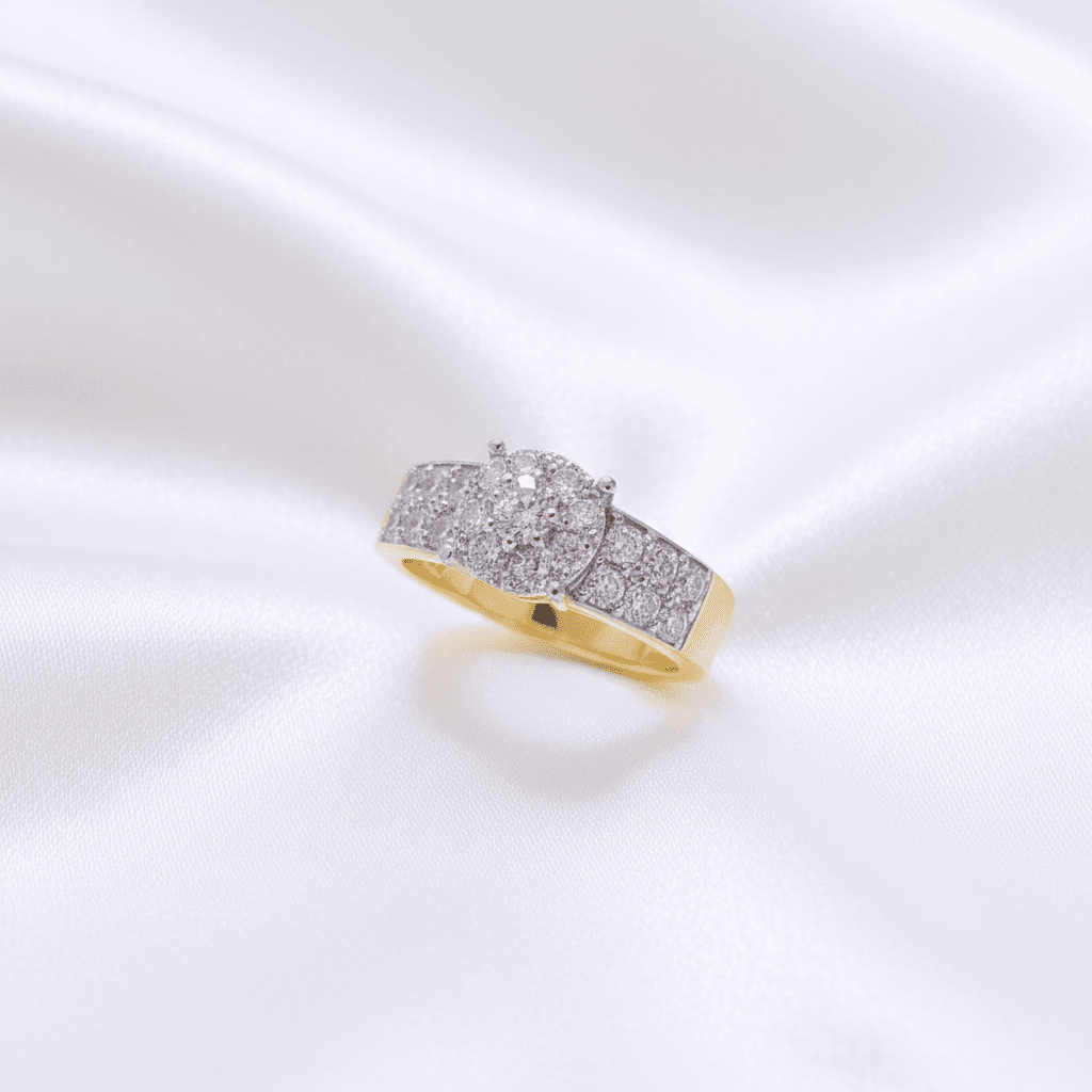 Rectangular Cluster Diamond Wide Band Ring — RF0629