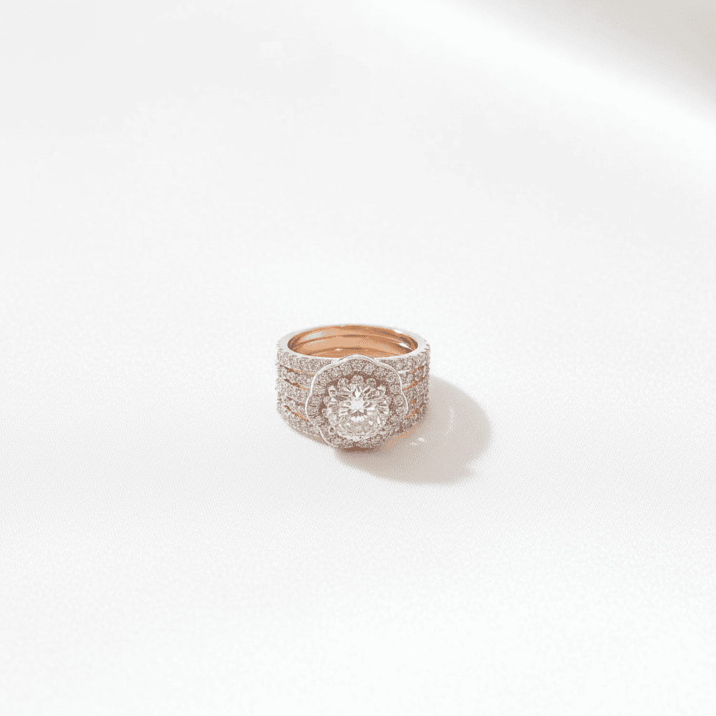 Cushion Cluster Multi-Row Diamond Ring — RF0641