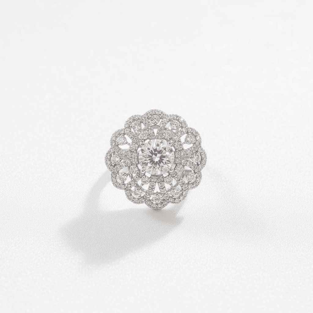 Grand Mandala Lace Diamond Cocktail Ring — RF0645