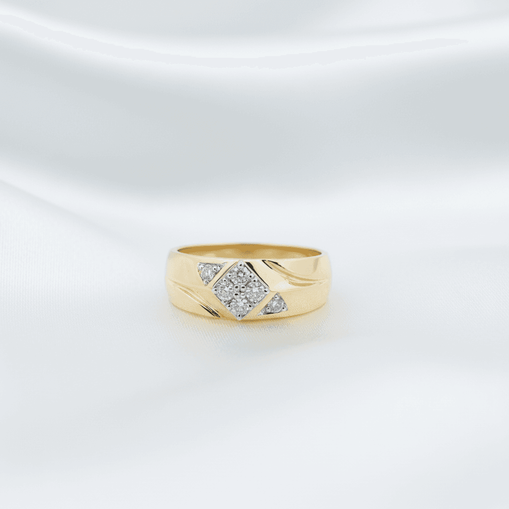 Men's Diamond Square Cluster Signet Ring — RM034
