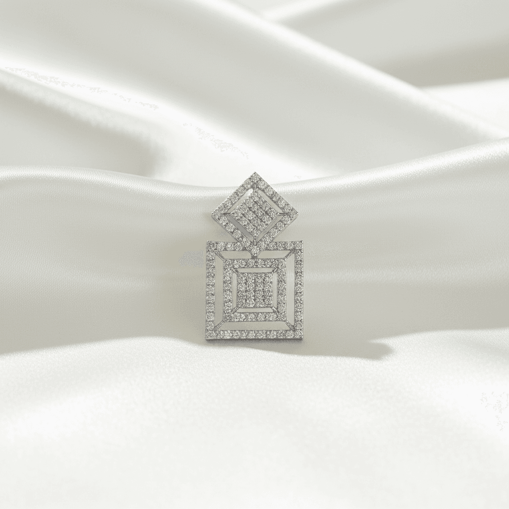 Geometric Double Square Diamond Pendant — P0104
