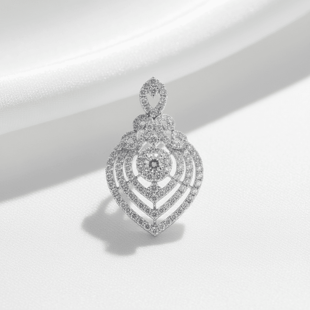 Heart Shield Concentric Diamond Pendant — P0110