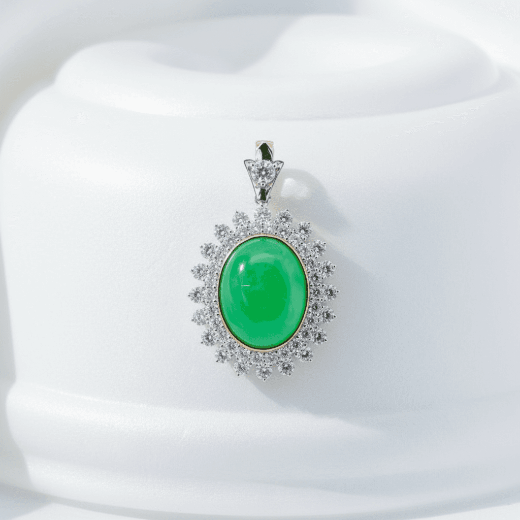 Jade Diamond Halo Pendant — P0323