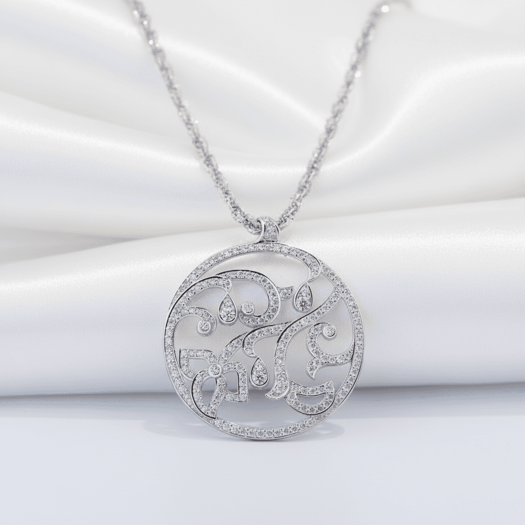 Filigree Swirl Diamond Pendant — P0326