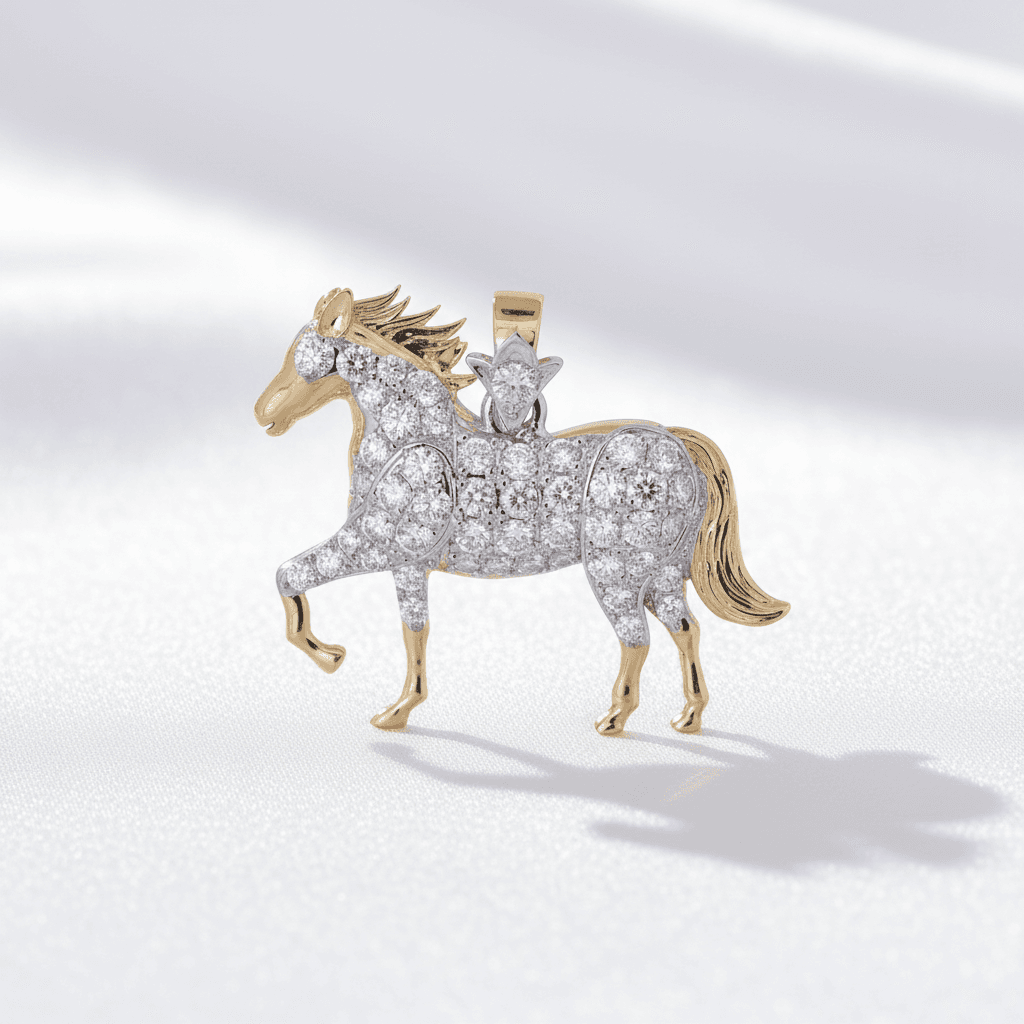 Two-Tone Horse Diamond Pendant — P0329