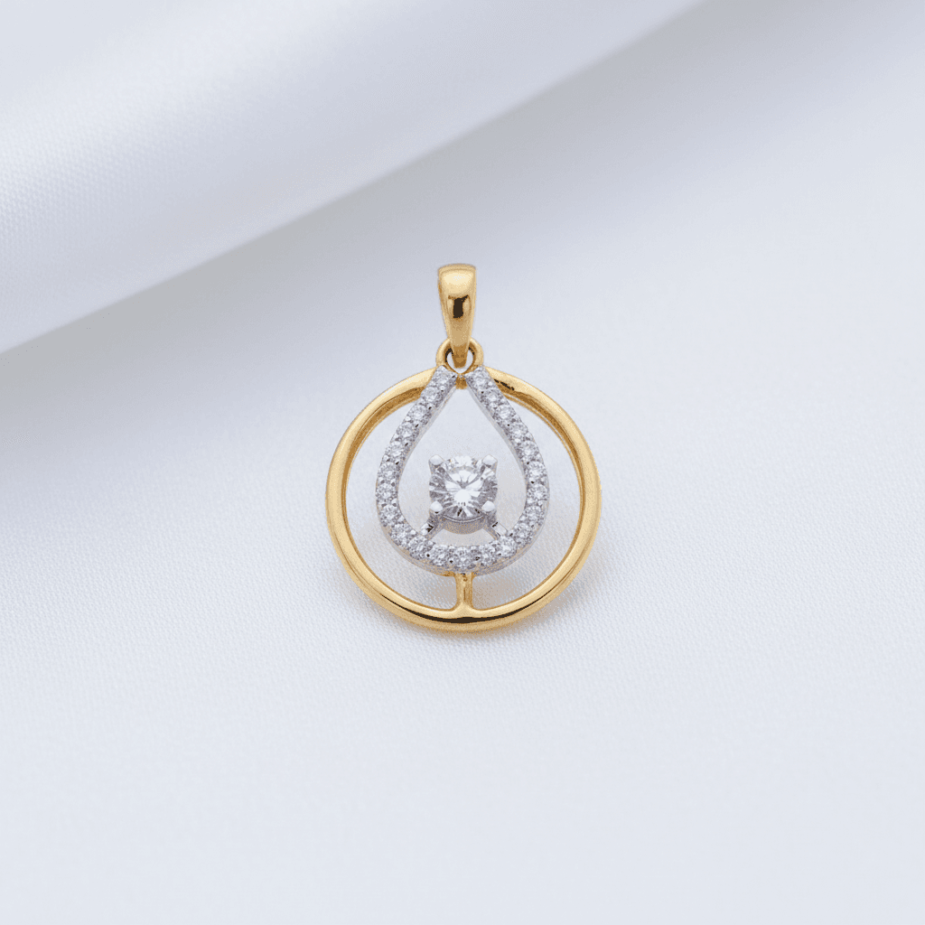 Two-Tone Teardrop Diamond Pendant — P0338