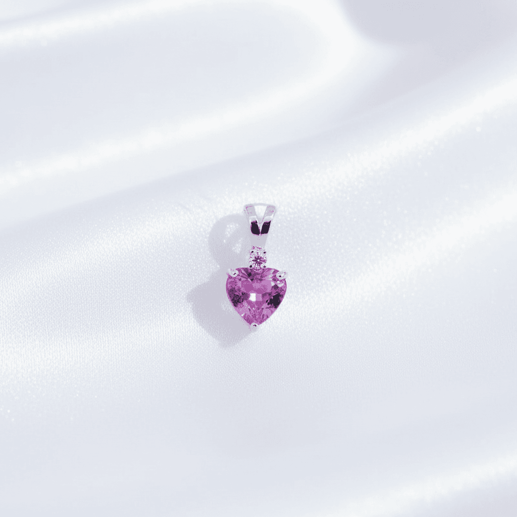 Pink Sapphire Heart Diamond Pendant — P0339