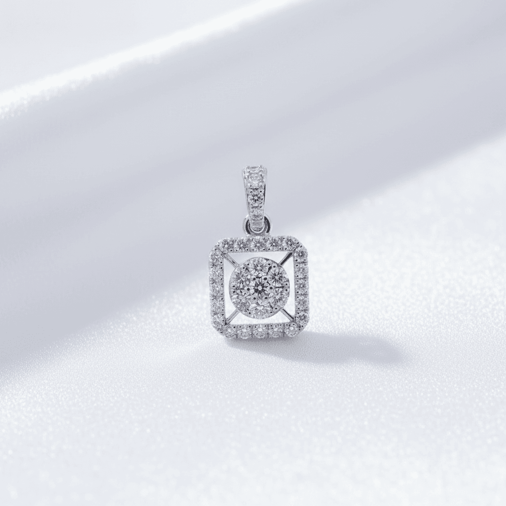 Square Halo Diamond Pendant — P0346