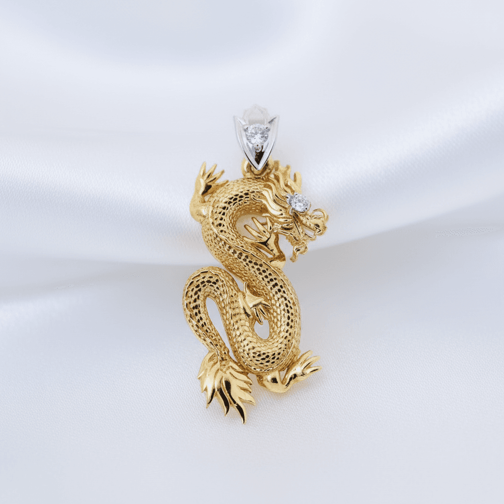 Gold Dragon Diamond Pendant — P0347