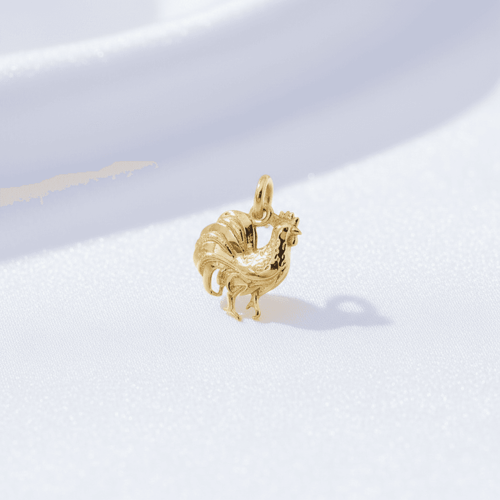 Rooster Zodiac Gold Pendant — P0356