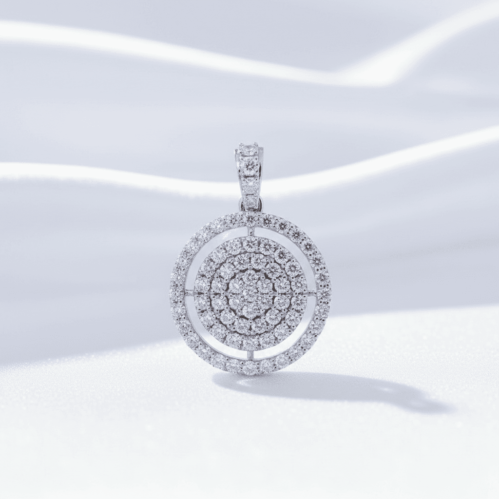 Round Halo Diamond Cluster Pendant — P07457