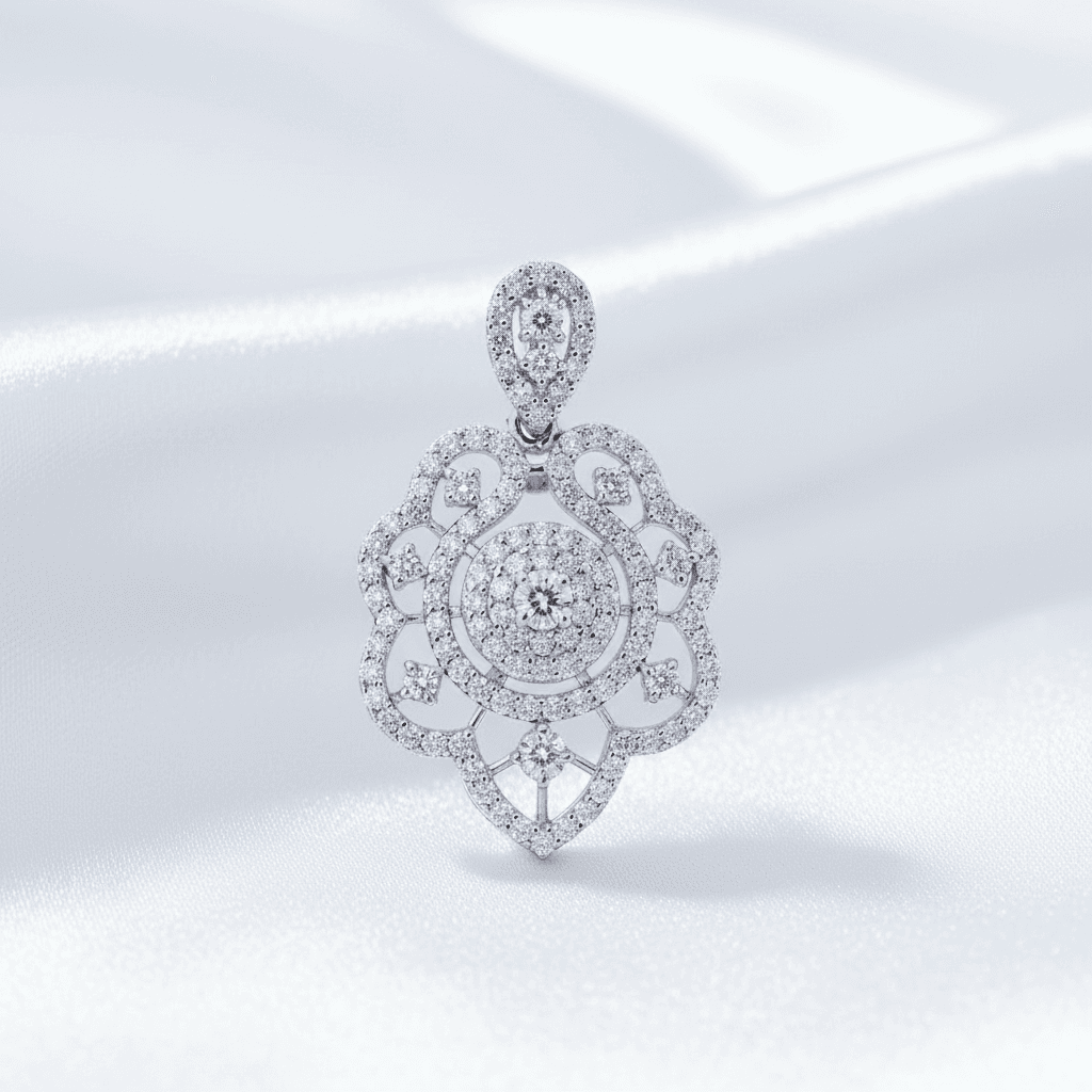 Ornate Filigree Diamond Pendant — P07480