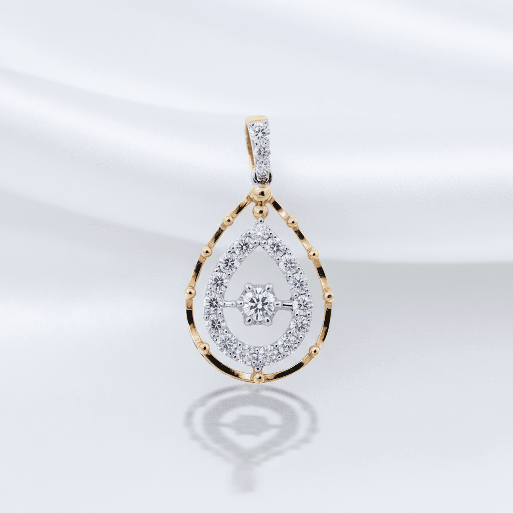 Double Teardrop Halo Diamond Pendant — P07491