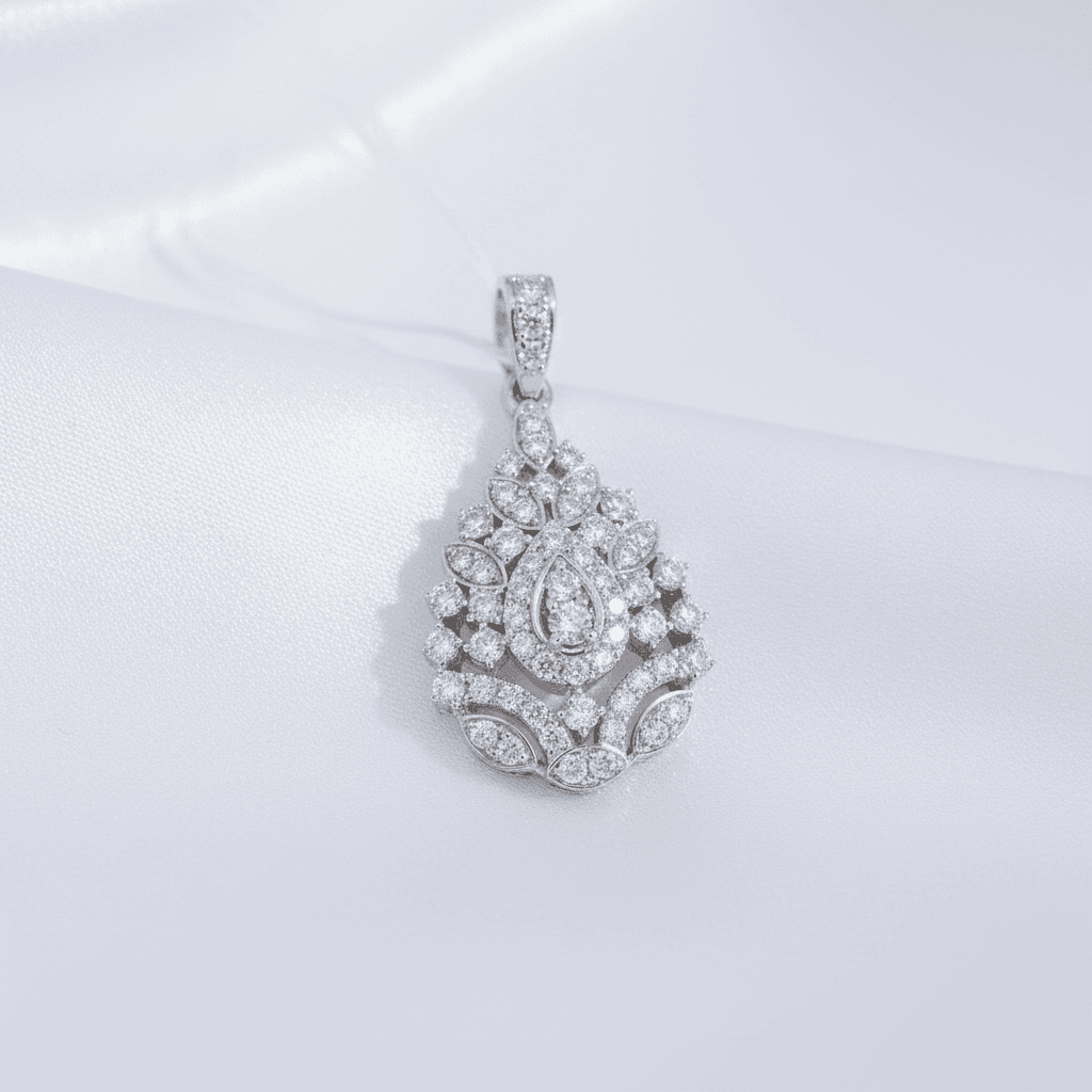 Pear Teardrop Cluster Diamond Pendant — P07494