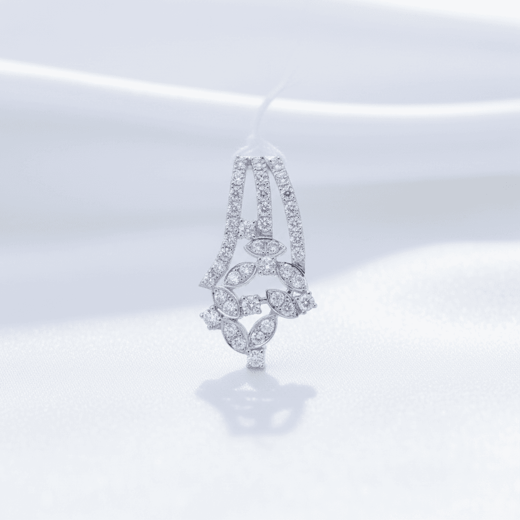 Cascading Leaf Butterfly Diamond Pendant — P07502
