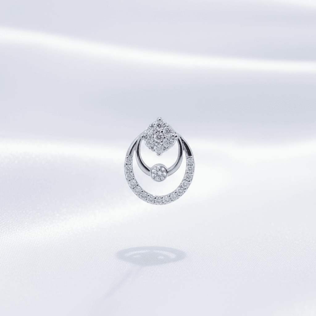 Double Circle Teardrop Diamond Pendant — P07512