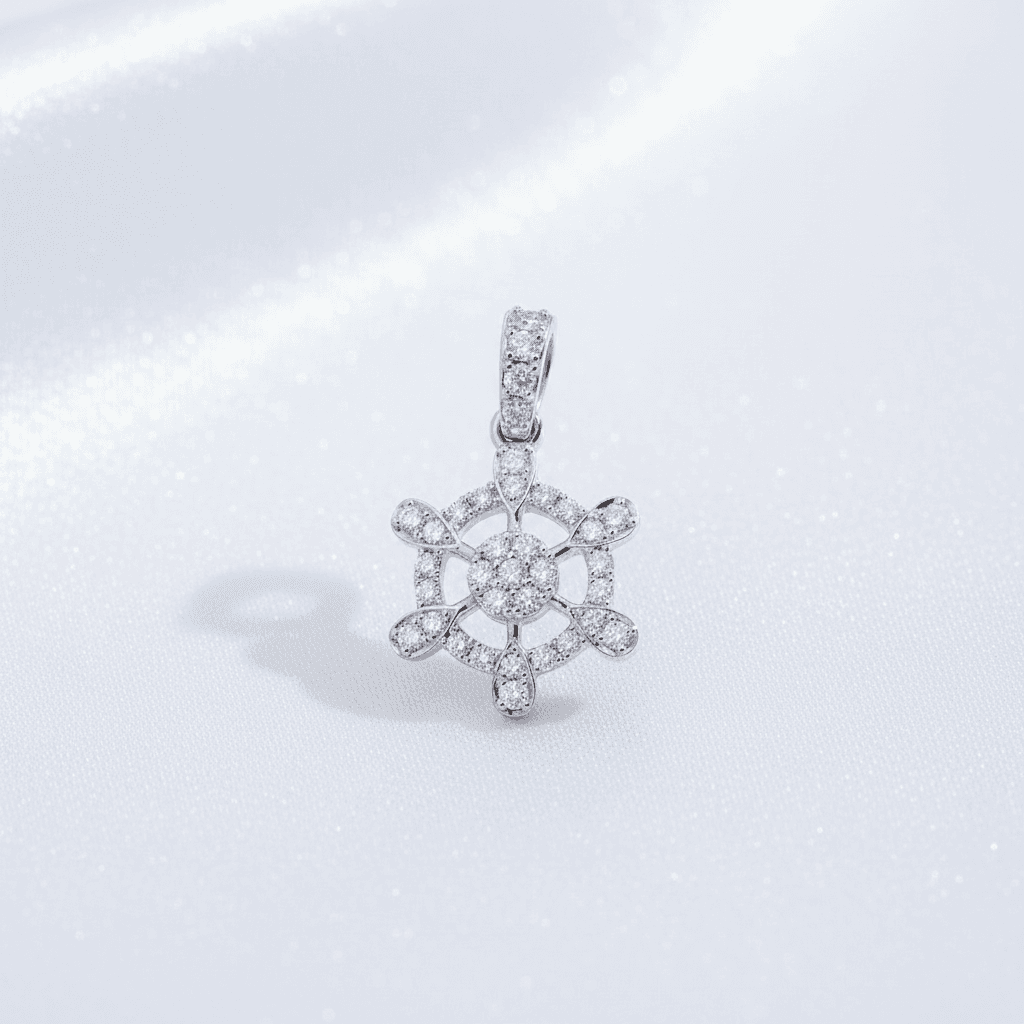Turtle Ship Wheel Diamond Pendant — P07514