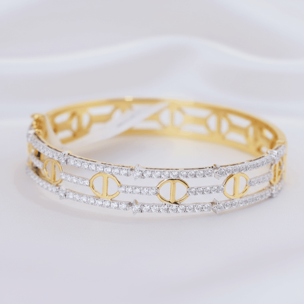 Two-Tone Chain Link Diamond Bangle