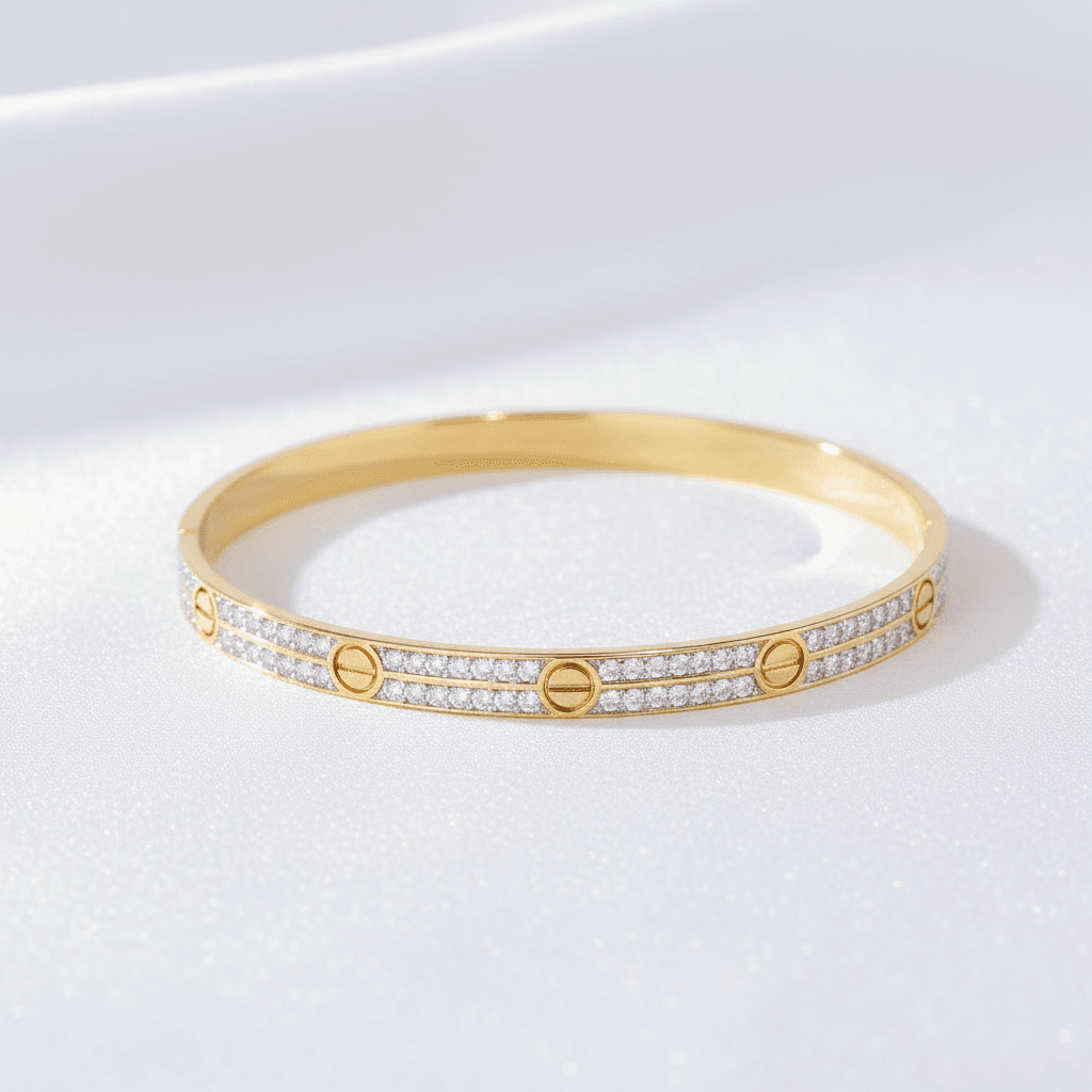 Two-Tone Love Diamond Bangle